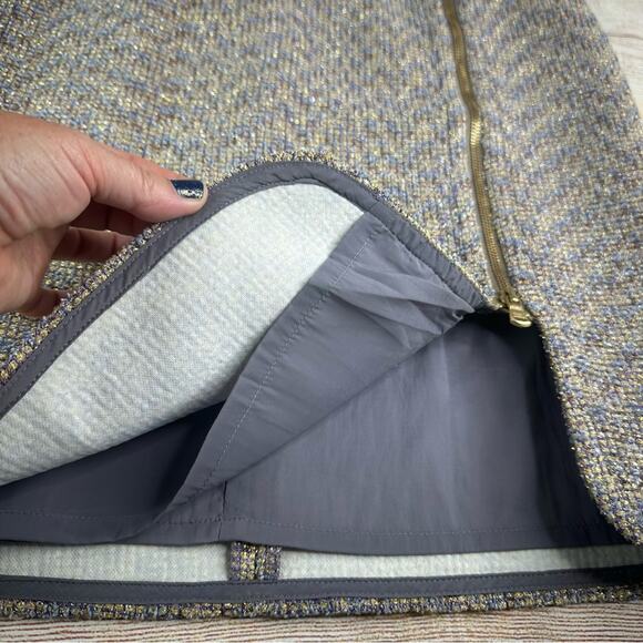 J. CREW Tweed Skit with Gold accents and Zipper - GOLD PURPLE PERIWINKLE - Picture 7 of 9